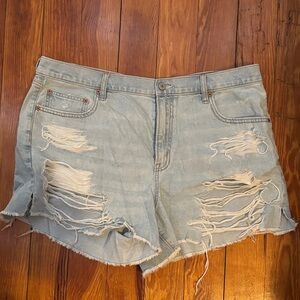 Light Blue Distressed Denim boyfriend Shorts - American Eagle